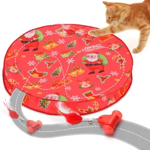 2 in 1 Christmas Interactive Cat Toys for Bored Indoor Adult Cats,Motion Activated Automatic Hide and Seek Cat Mat Toy,Self Play Cat Toys,Cat Stimulation Toys for Indoor Cats,Moving