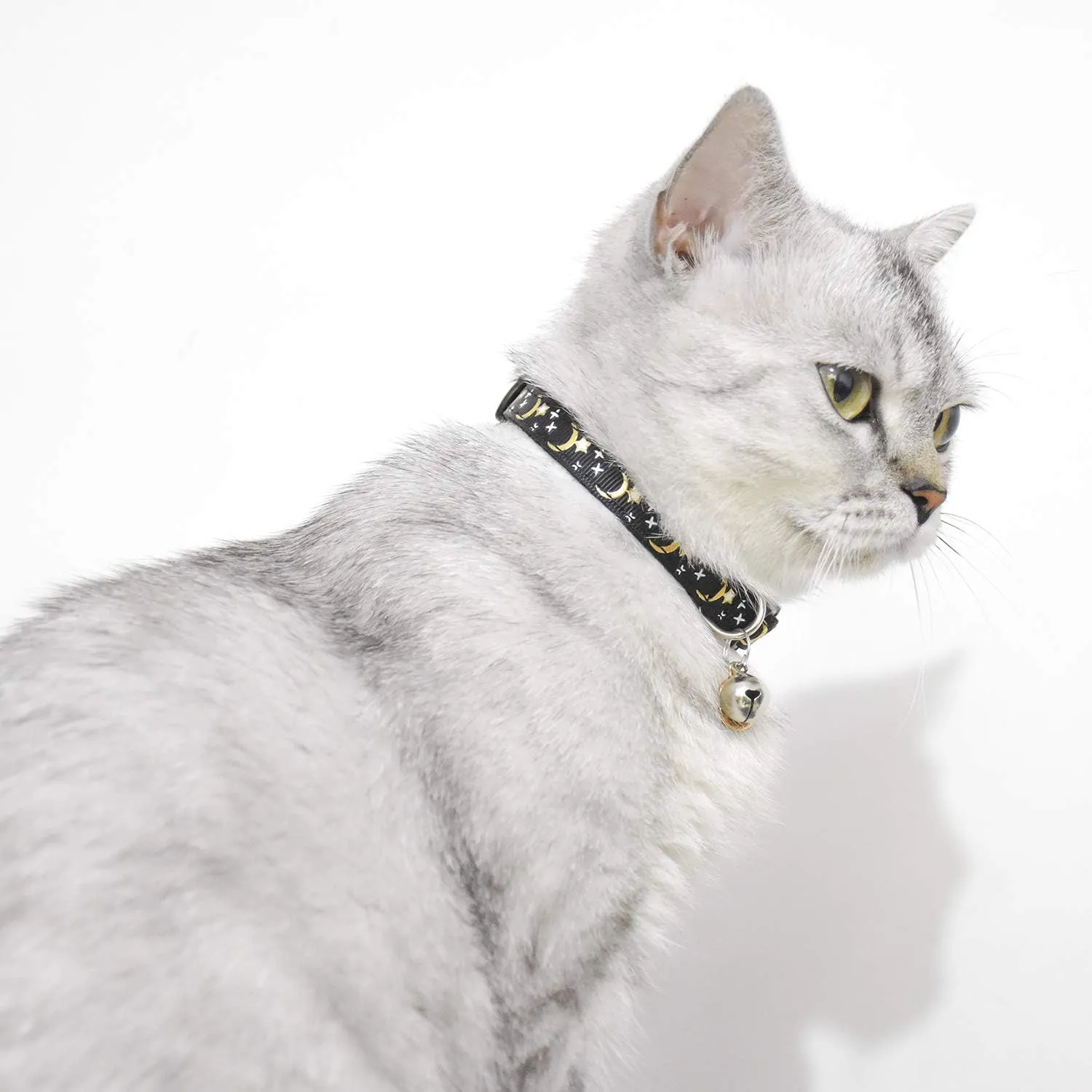 2 PCS Breakaway Cat Collar with Bell, Cute Adjustable Kitten Collars with Accessories (Blue Black)