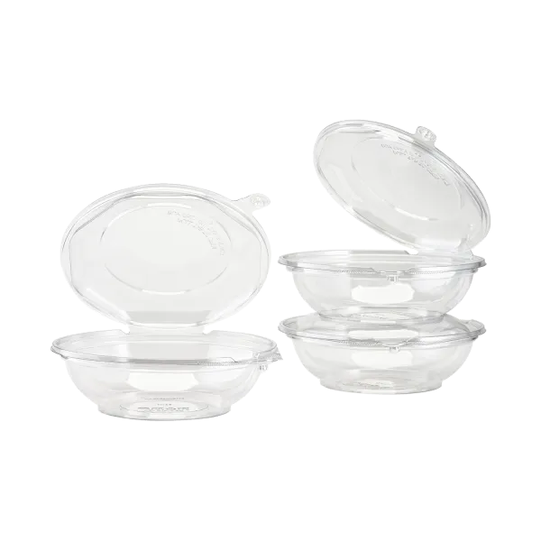[240 sets] 16 oz Disposable Tamper Resistant Hinged Salad Bowls | PET