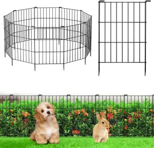 25 Panels Animal Barrier Fence - No Dig Rustproof Metal Garden Fencing, 17in H x 27ft L, Decorative Outdoor Fence for Rabbits Dogs, Durable Protection for Flower Beds and Patios
