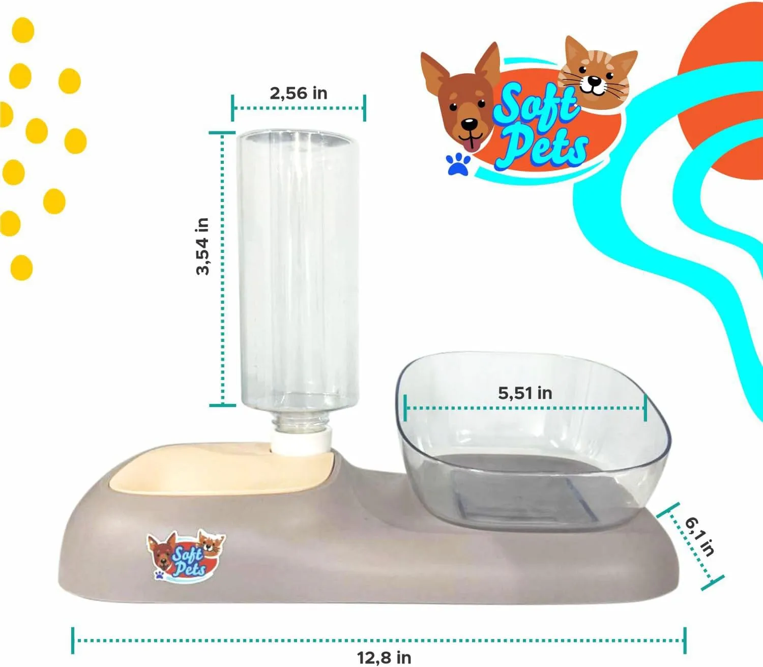 3 Set Automatic Dog Food and Water Dispenser Set  Large Gravity Feeder & Refillable Water Bowl, 1-Gallon Capacity, Durable Pet Feeding Station for Dogs & Cats