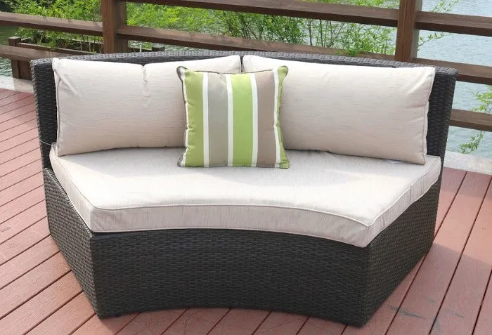 6 Piece Black Half Moon Outdoor Sectional Set with Ice Bucket By Homeroots