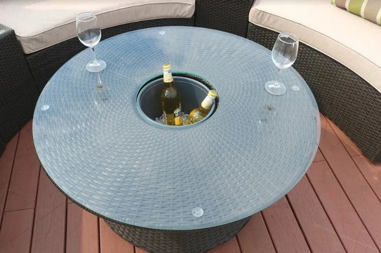 6 Piece Black Half Moon Outdoor Sectional Set with Ice Bucket By Homeroots