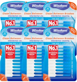 6x Wisdom Clean Between Interdental Brushes - Pack of 20 – Size Fine Blue (Tot. 120 pcs) 1