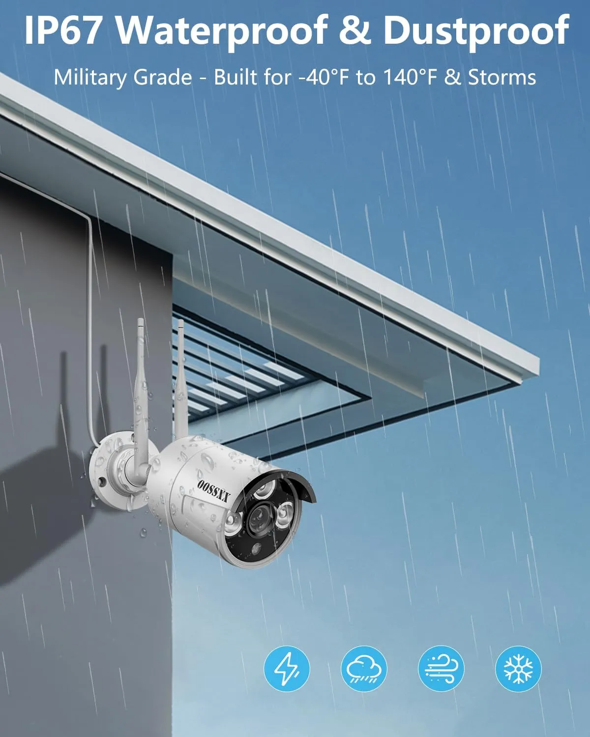 All-in-One Monitor & 2-Antennas Enchance Outdoor Security Camera System Wireless with Monitor WiFi Home Surveillance System 3.0MP Video Surveillance DVR Kit