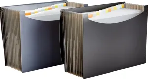 Amazon Basics Expanding Organizer File Folder, Letter Size - Black & Gray, 2-Pack
