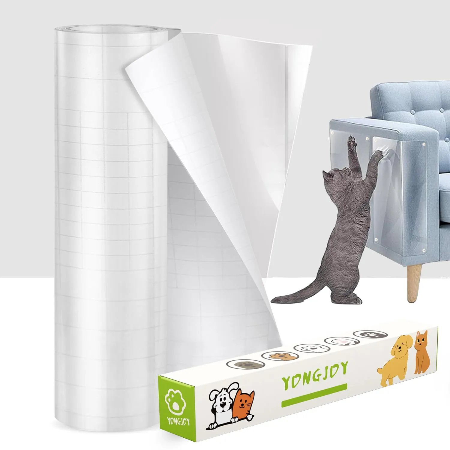 Anti-Cat Scratch Furniture Protector, Flexible Sticky Couch Corner Guard, Thicken Vinyl Cat Scratch Tape (158" x 11.8")