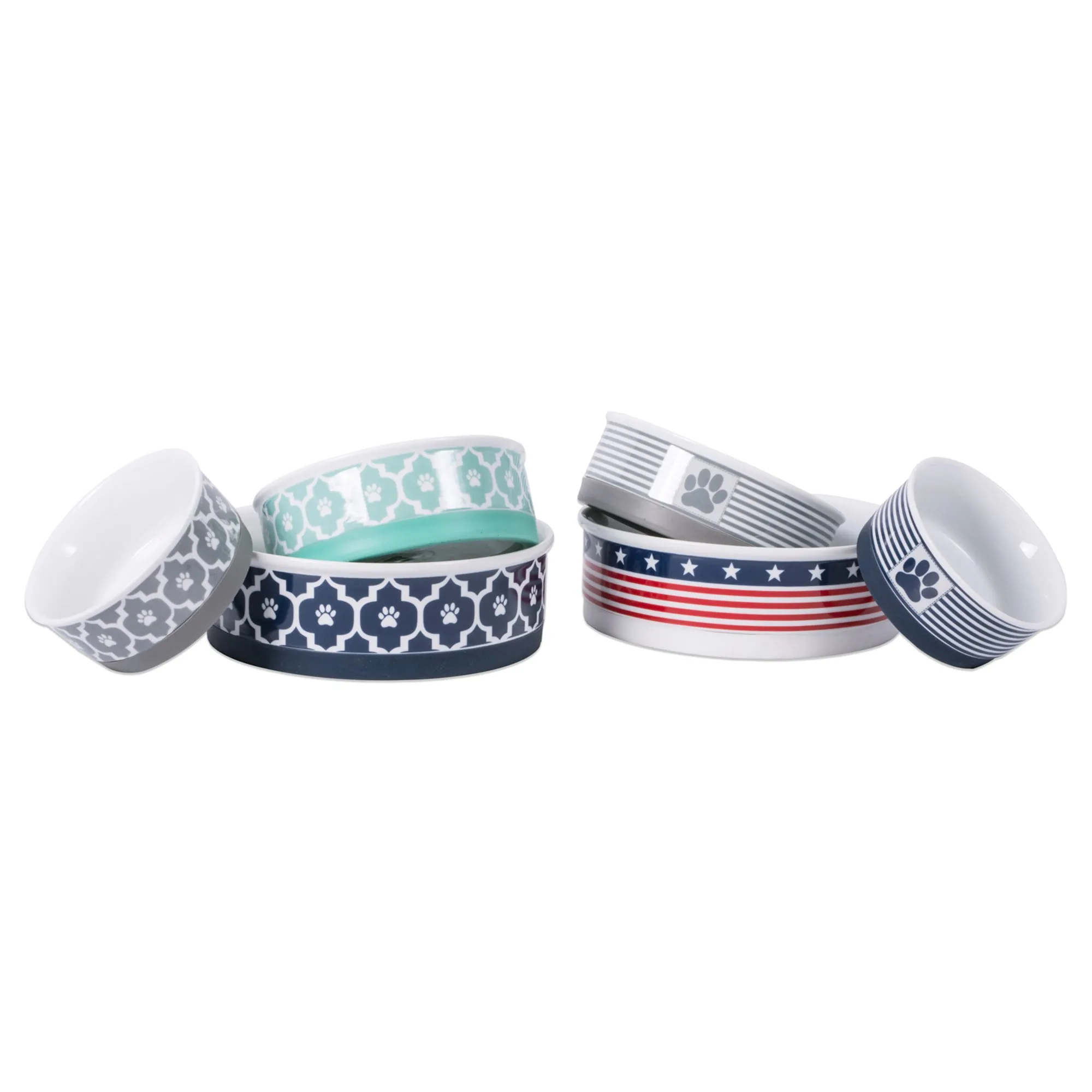 Aqua Lattice Paw Print Single Pet Bowl, Medium, 1.5 C. Capacity
