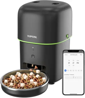 Automatic Cat Feeder, 2L Cat Food Dispenser, 5G/2.4G WiFi Cat Food Dispenser with APP Remote Feeding, Dual Power Supply, Programmable Portion Size, Auto Pet Feeder for Cats and Small Dogs