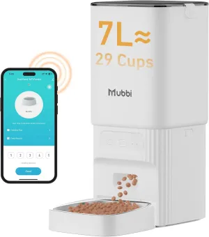 Automatic Cat Feeder, 5G WiFi Automatic Dog Feeder with 7L Large Capacity, Cat Food Dispenser for Cats and Dogs, App Remote Feeding, Stainless Steel Bowl, Dual Power Supply, Ideal for Dry Food