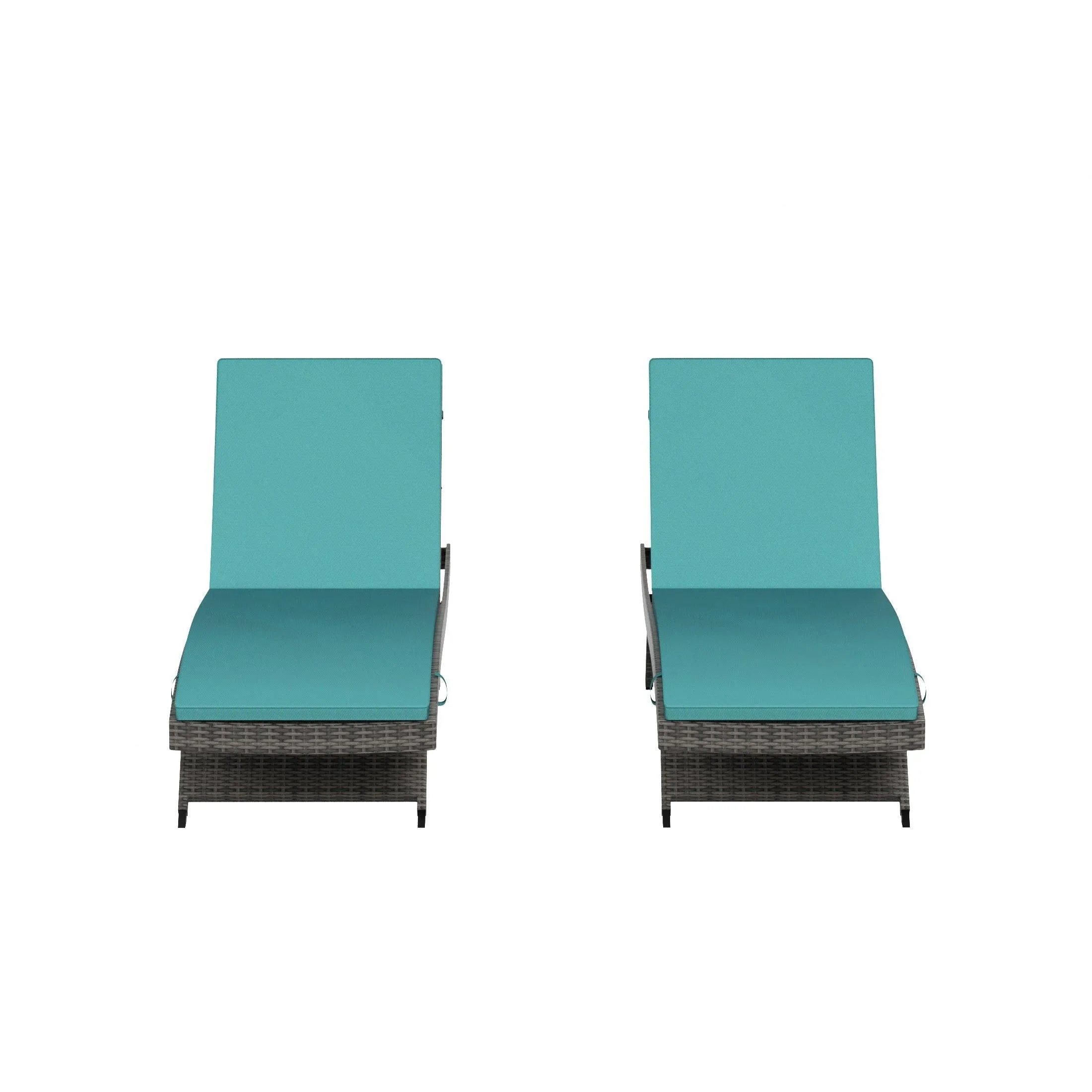 Bahama Gray Rattan Wicker Outdoor Chaise Lounges with Cushion Included (Set of 2)