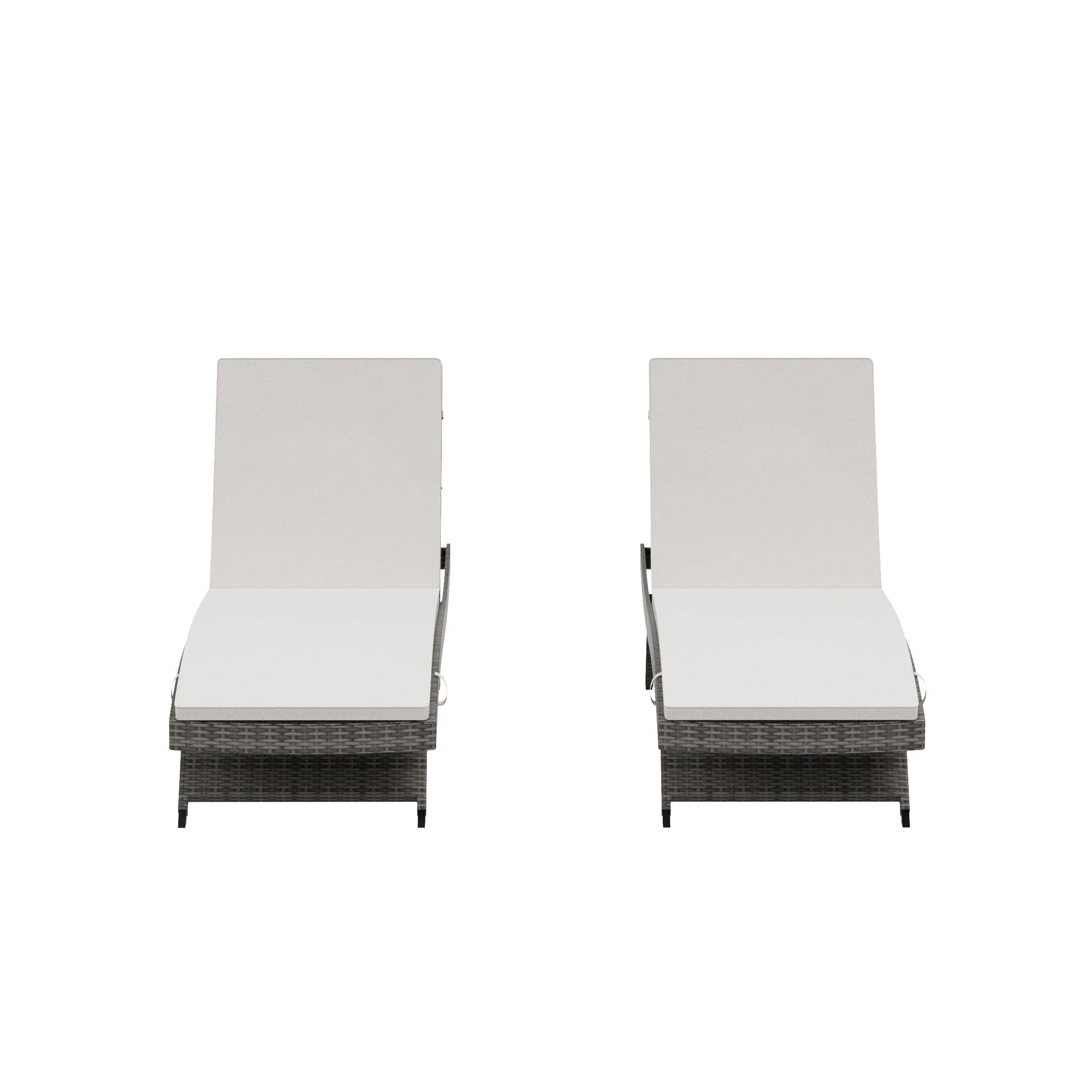 Bahama Gray Rattan Wicker Outdoor Chaise Lounges with Cushion Included (Set of 2)
