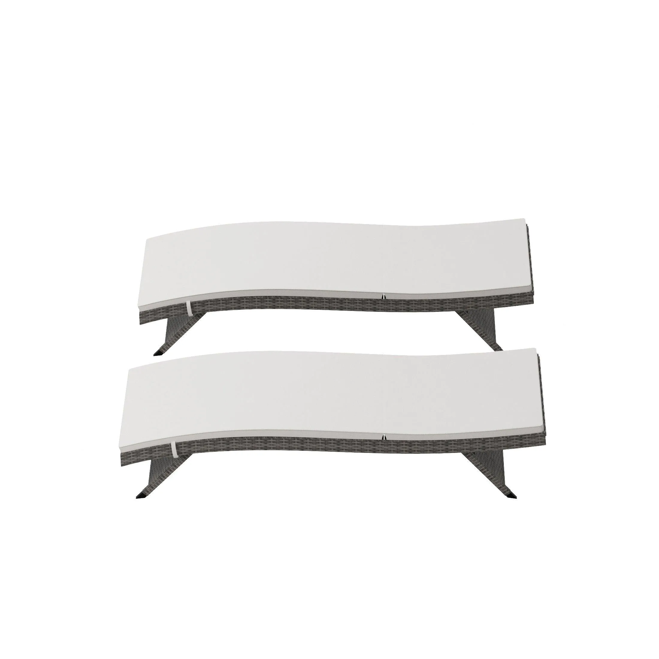 Bahama Gray Rattan Wicker Outdoor Chaise Lounges with Cushion Included (Set of 2)