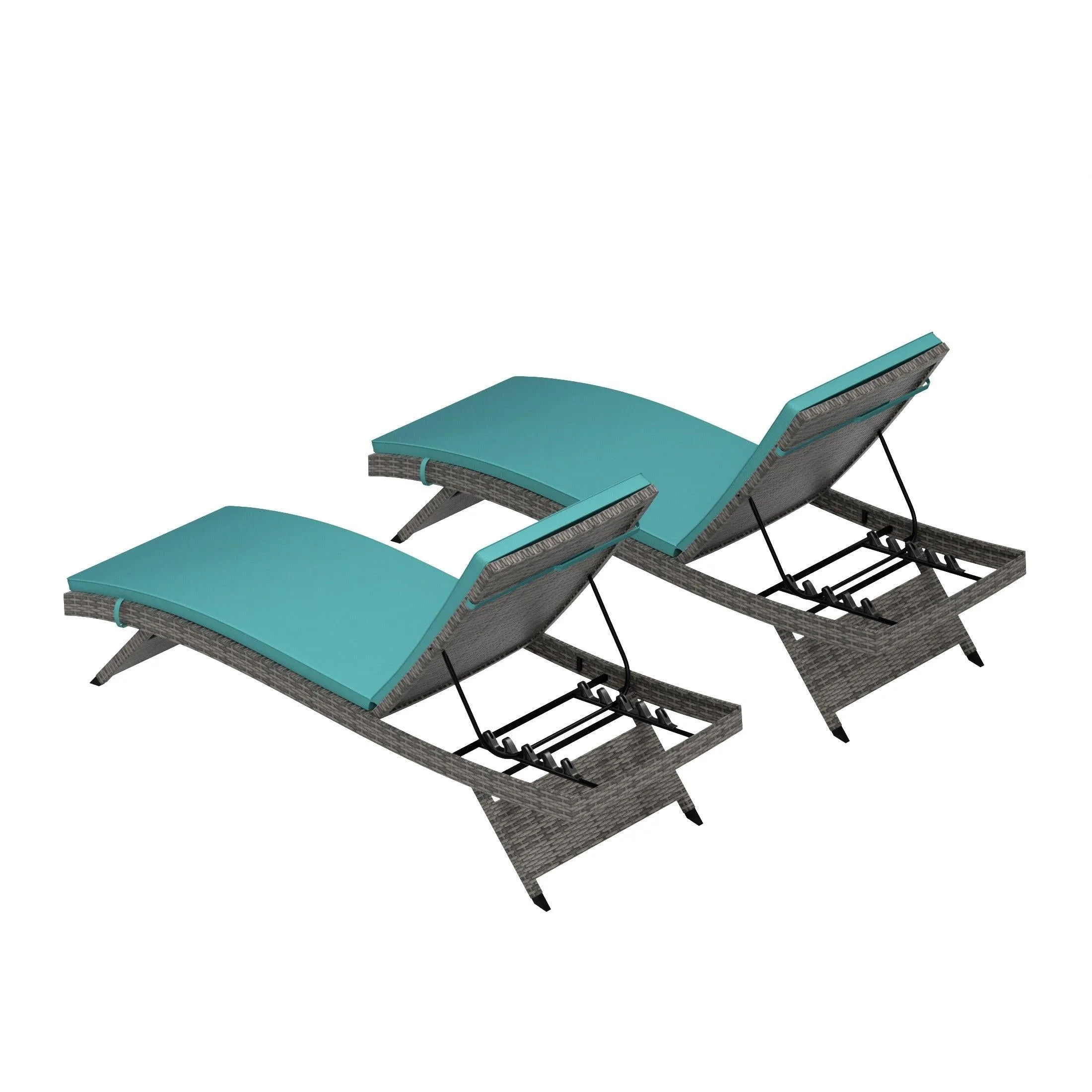 Bahama Gray Rattan Wicker Outdoor Chaise Lounges with Cushion Included (Set of 2)