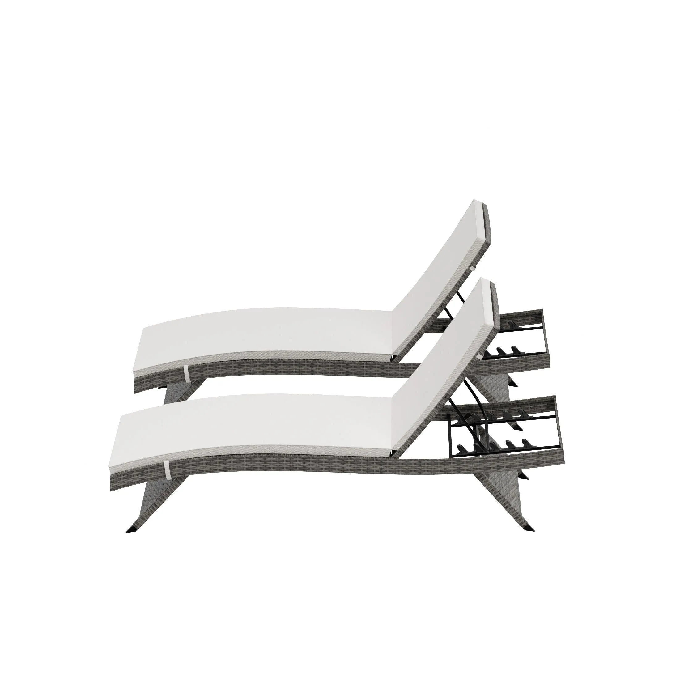 Bahama Gray Rattan Wicker Outdoor Chaise Lounges with Cushion Included (Set of 2)