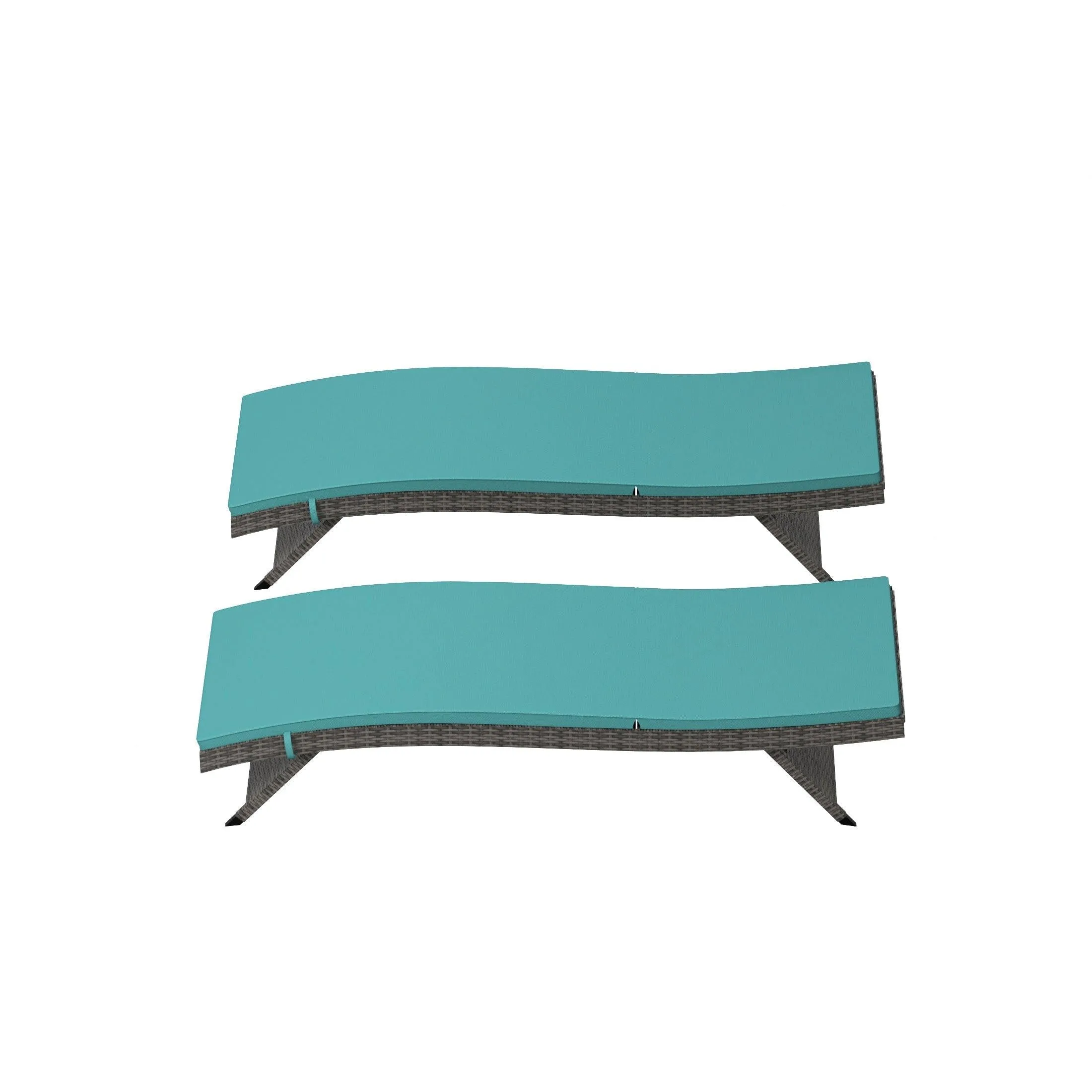 Bahama Gray Rattan Wicker Outdoor Chaise Lounges with Cushion Included (Set of 2)
