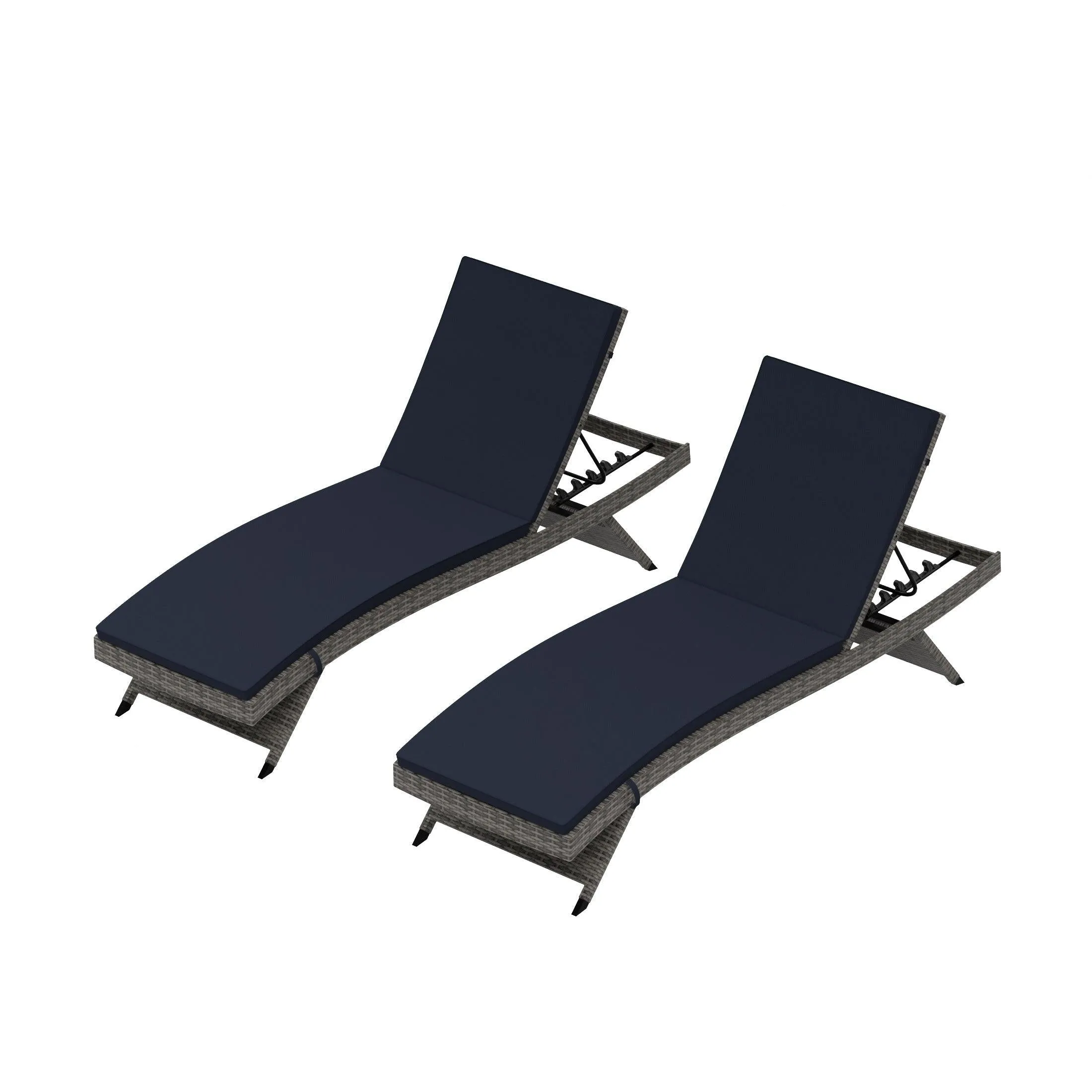 Bahama Gray Rattan Wicker Outdoor Chaise Lounges with Cushion Included (Set of 2)