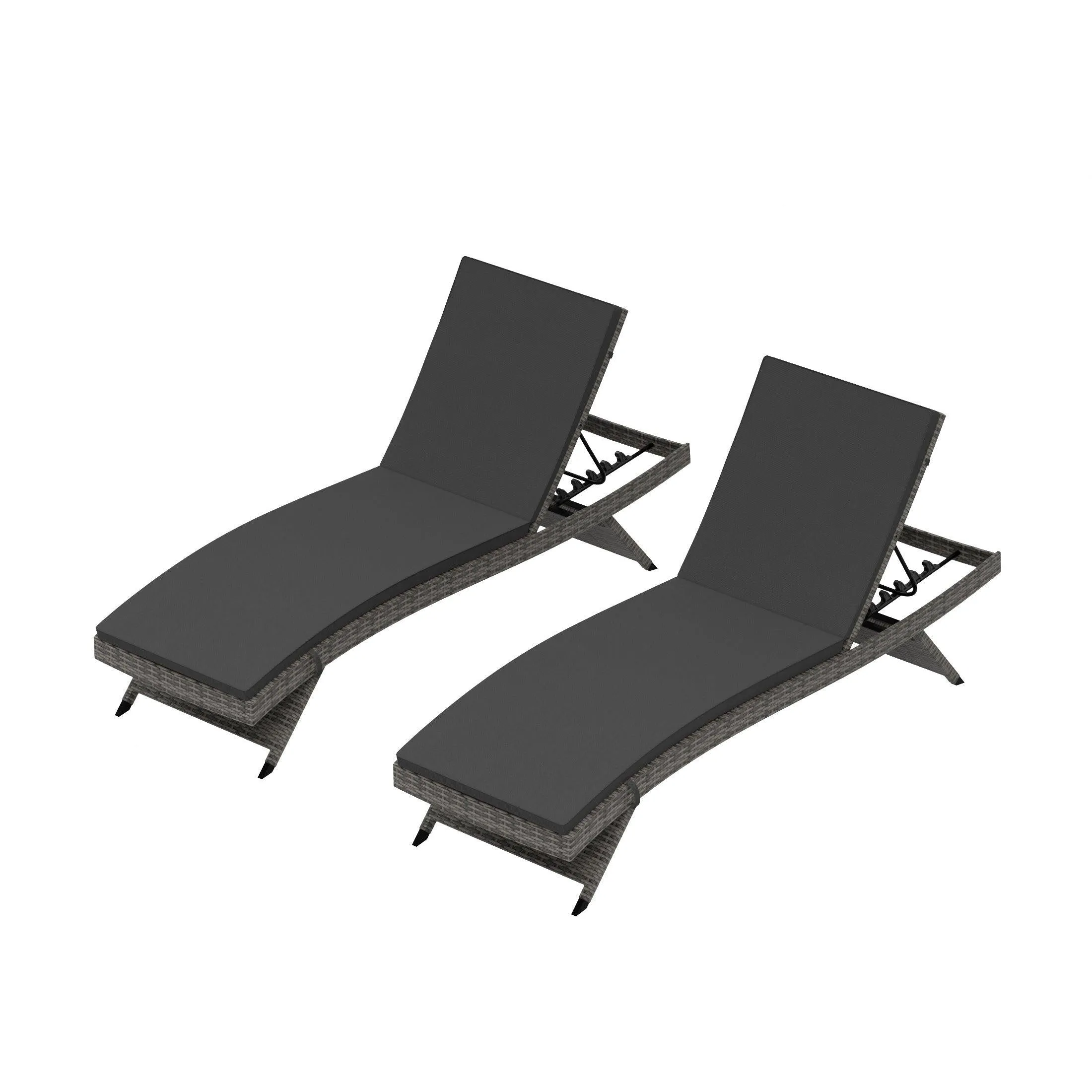 Bahama Gray Rattan Wicker Outdoor Chaise Lounges with Cushion Included (Set of 2)
