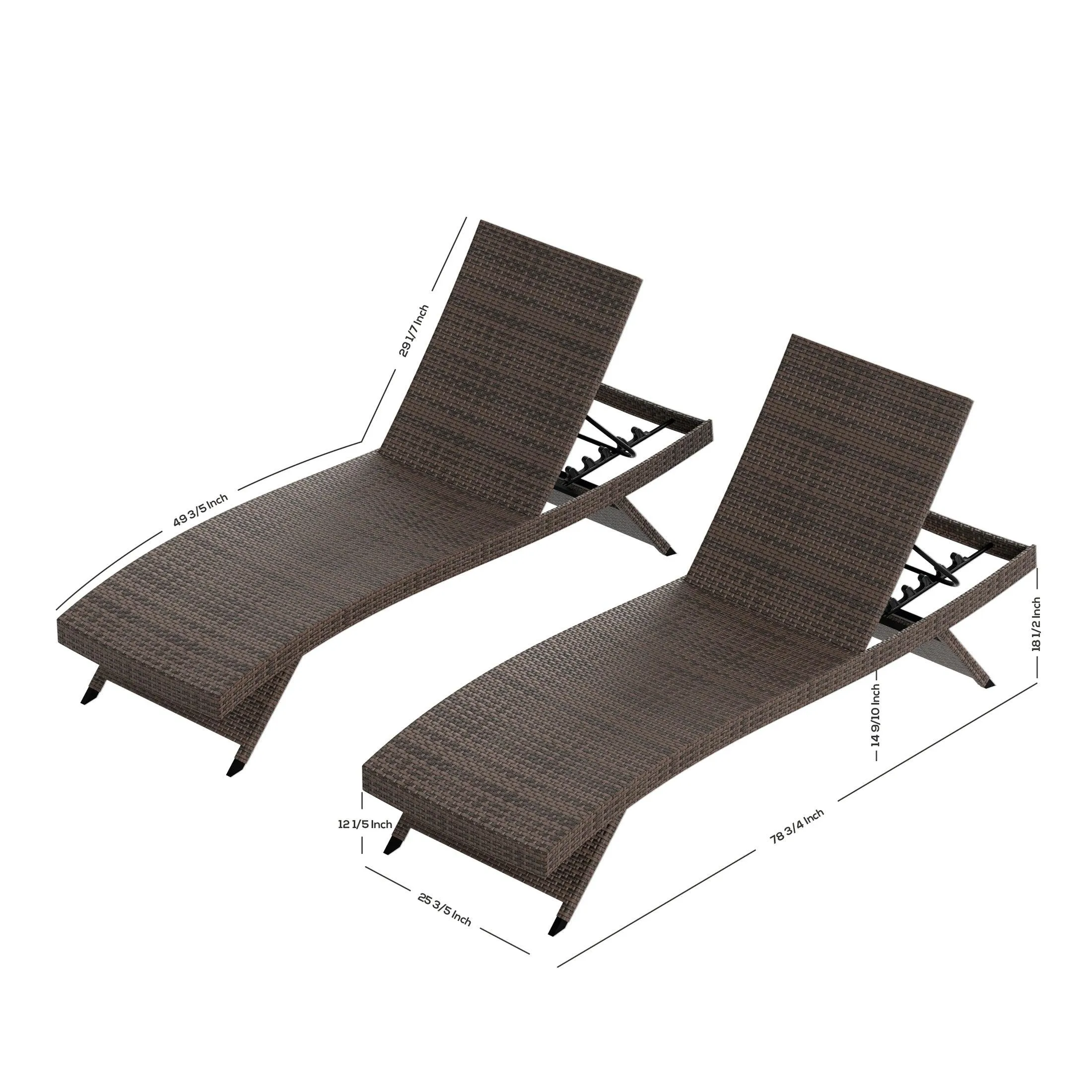 Bahama Gray Rattan Wicker Outdoor Chaise Lounges with Cushion Included (Set of 2)
