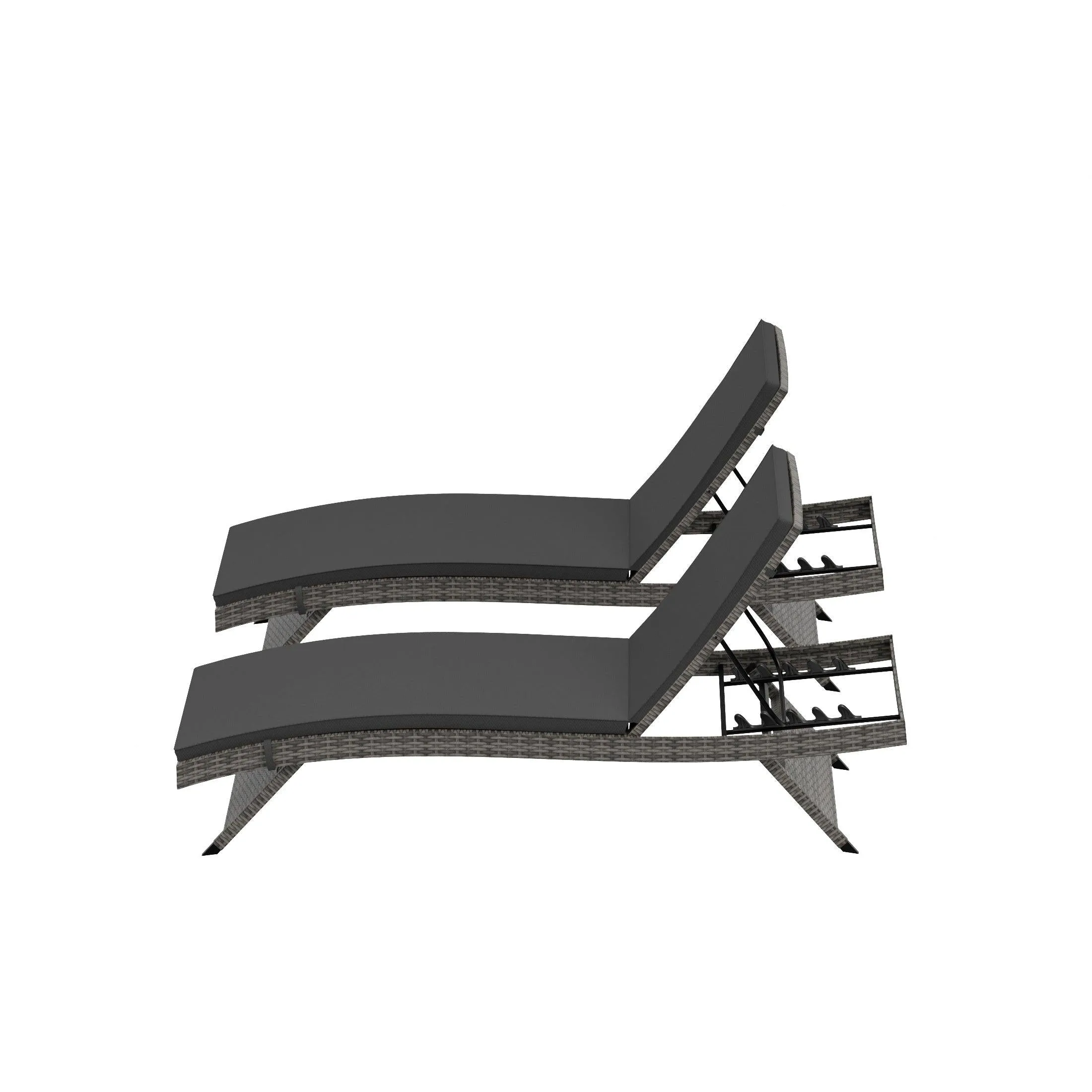 Bahama Gray Rattan Wicker Outdoor Chaise Lounges with Cushion Included (Set of 2)