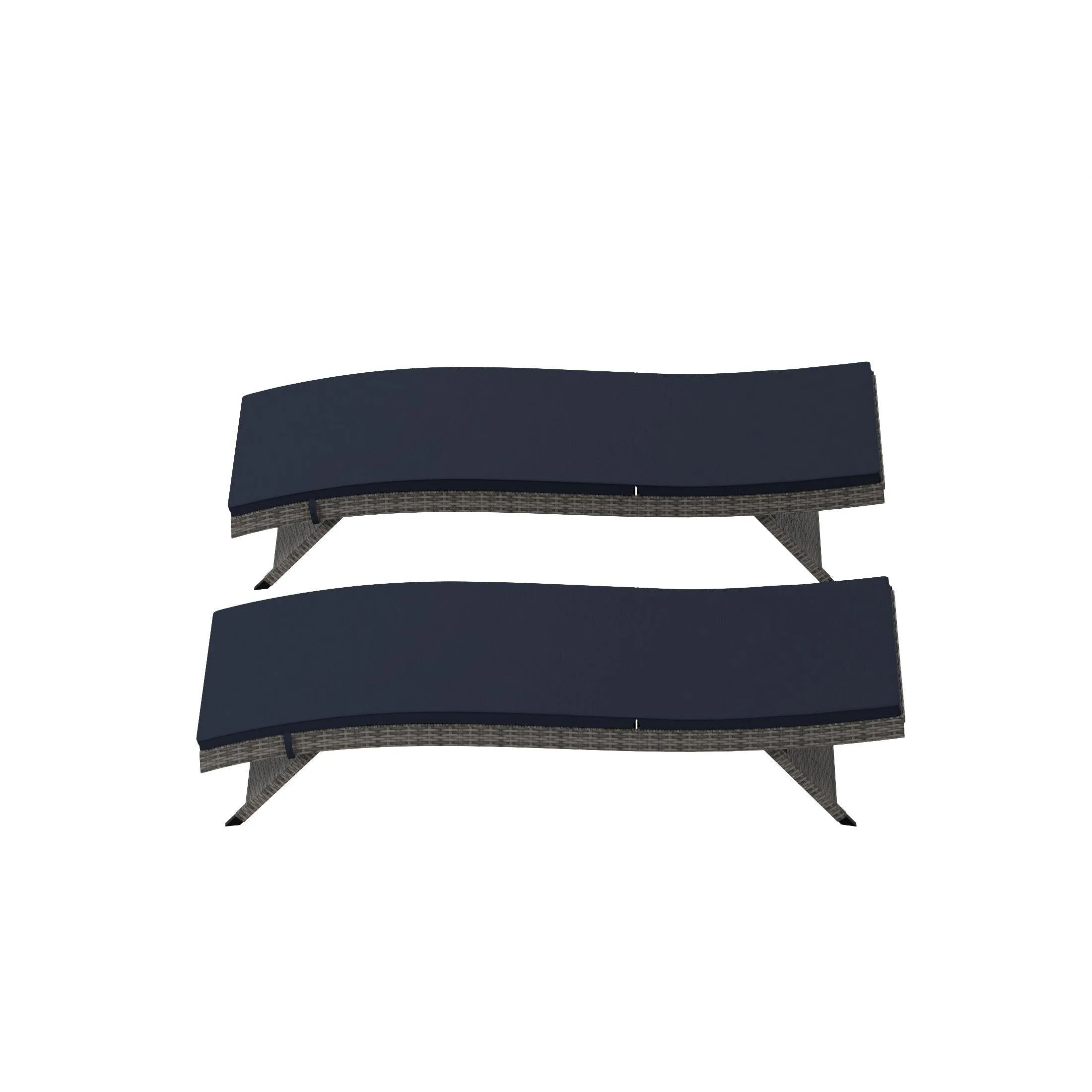 Bahama Gray Rattan Wicker Outdoor Chaise Lounges with Cushion Included (Set of 2)