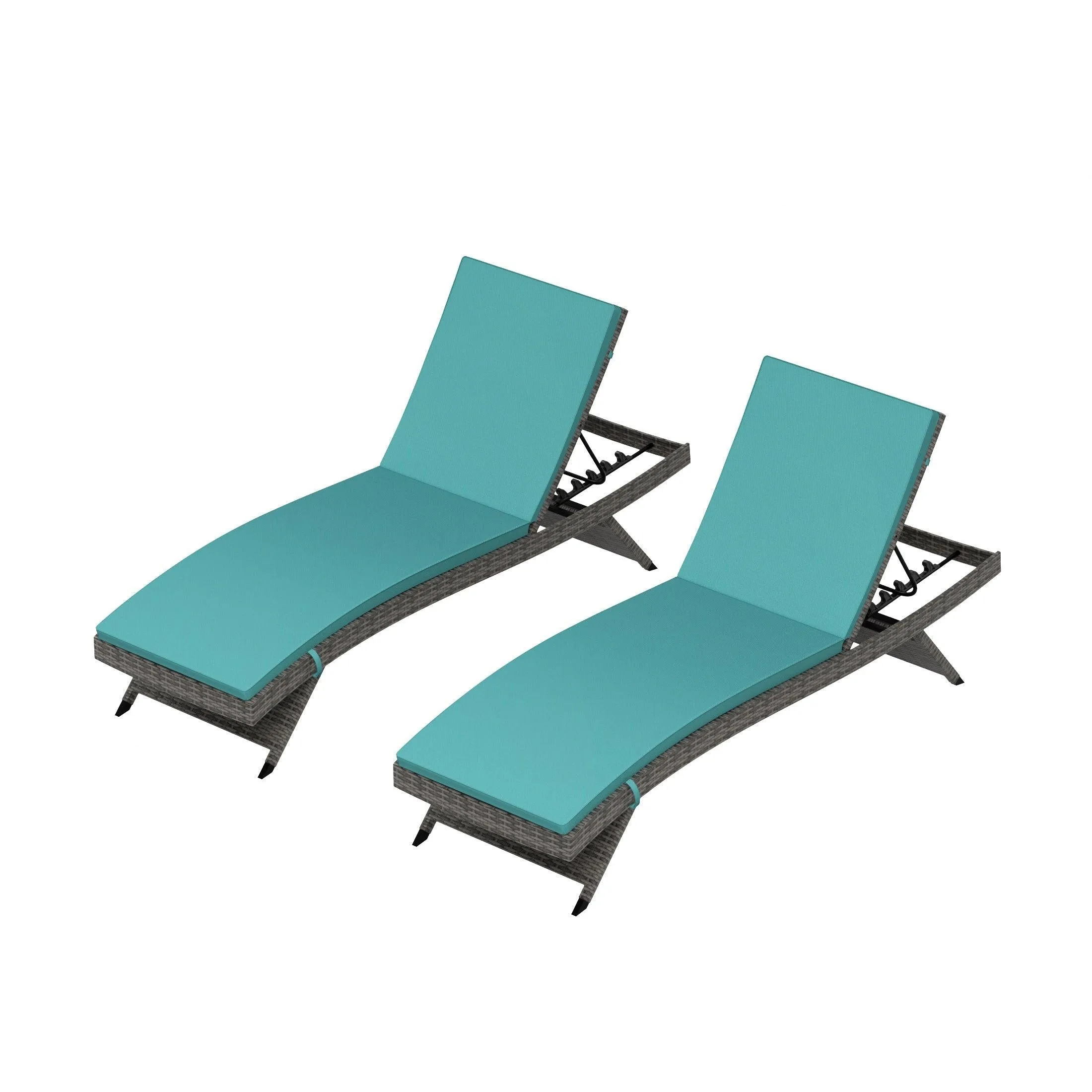 Bahama Gray Rattan Wicker Outdoor Chaise Lounges with Cushion Included (Set of 2)