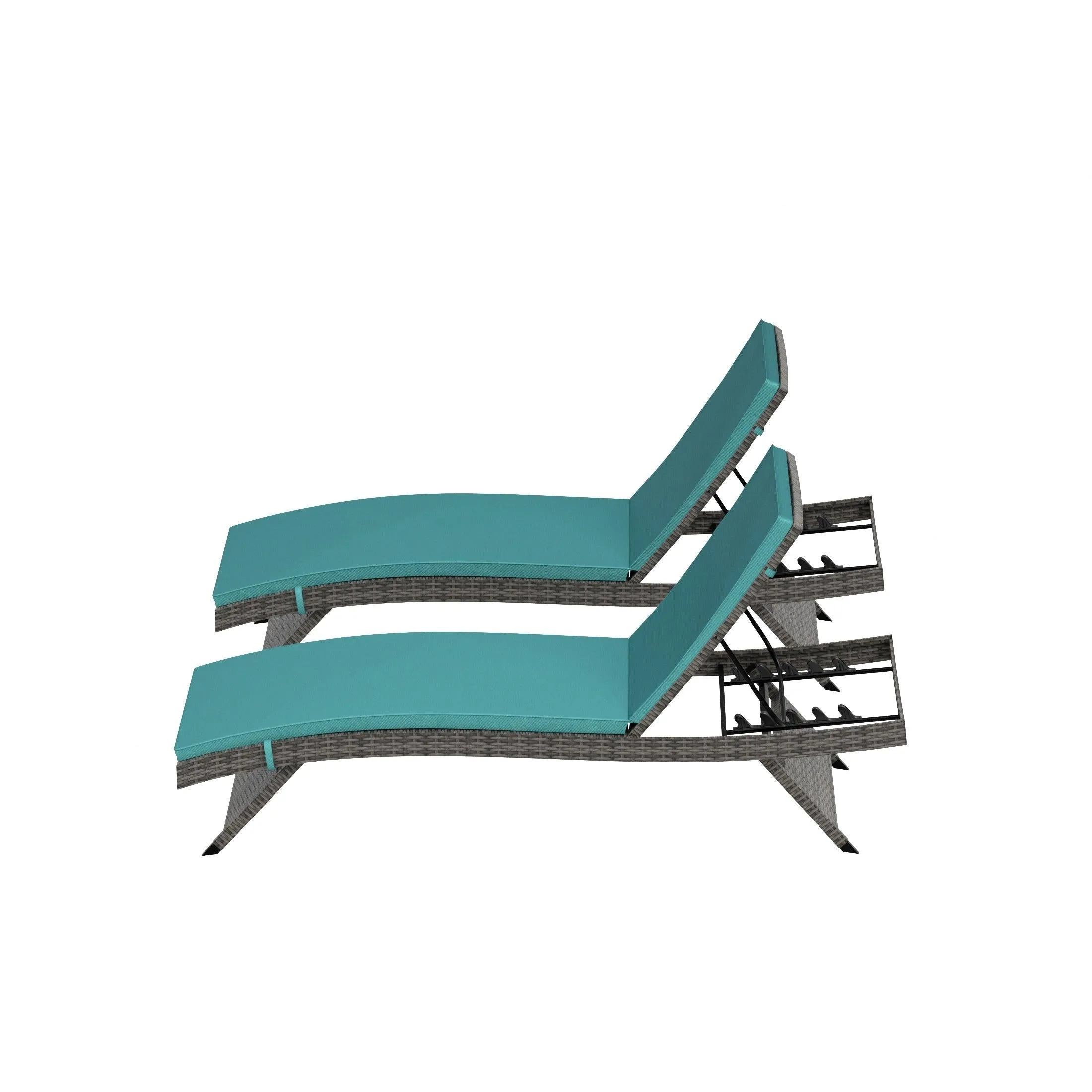 Bahama Gray Rattan Wicker Outdoor Chaise Lounges with Cushion Included (Set of 2)
