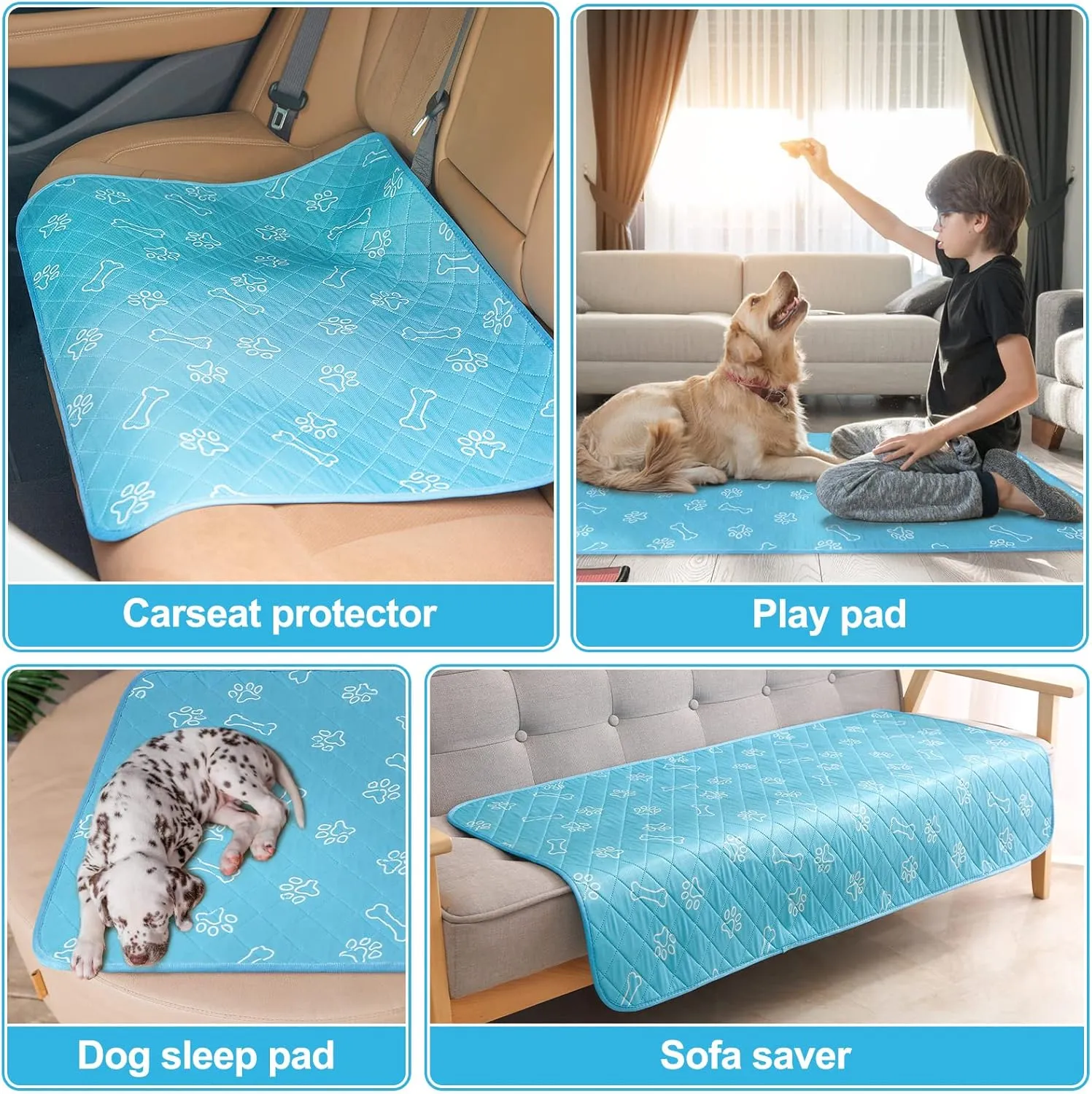 BEAUTYZOO Upgraded Dog Self Cooling Mat Ice Silk Chill Pads for Small Medium Large Dogs Summer Reusable Pet Training Pad Absorbent Non Slip Mat for Kennels, Crates & Beds,X Large 28IN x 47IN