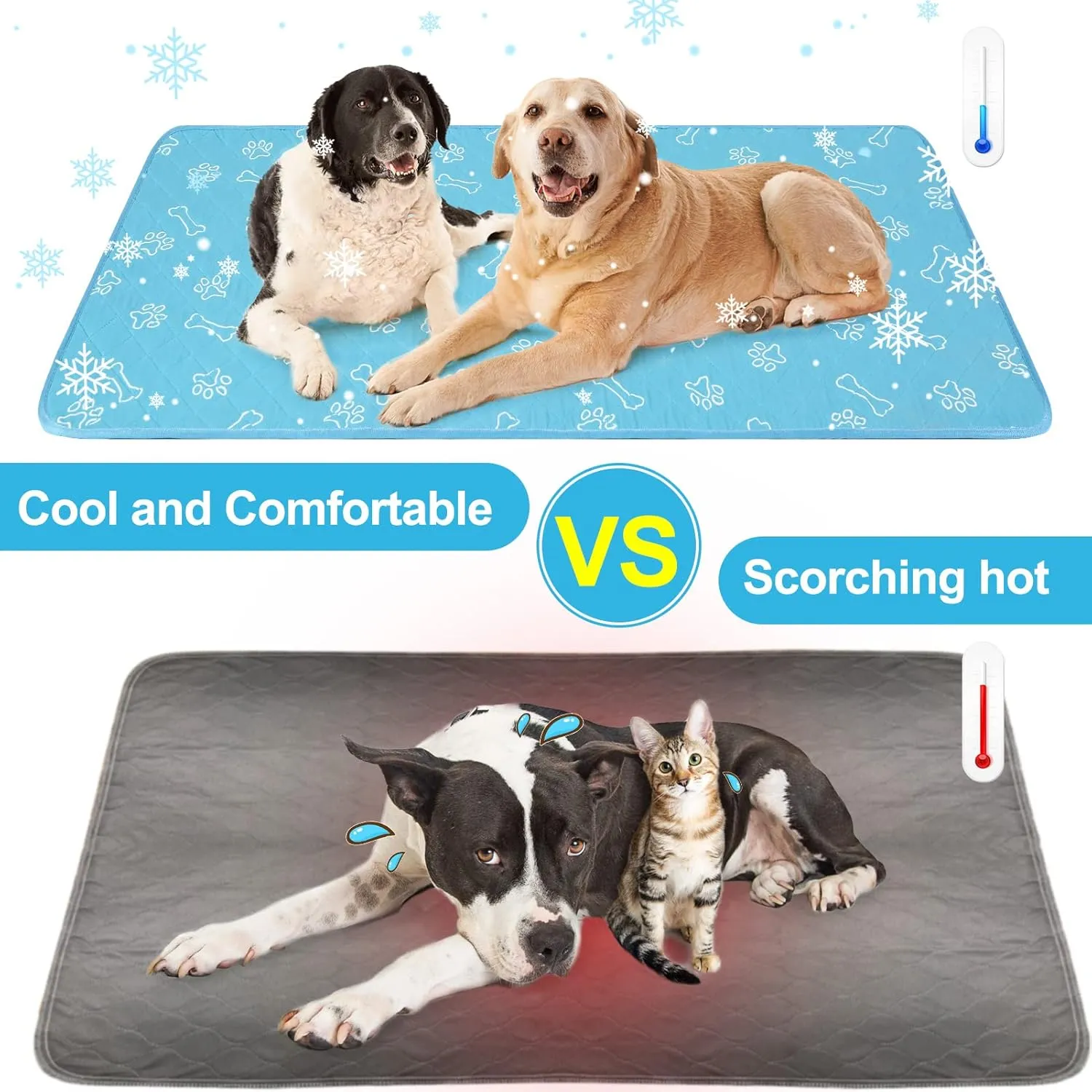 BEAUTYZOO Upgraded Dog Self Cooling Mat Ice Silk Chill Pads for Small Medium Large Dogs Summer Reusable Pet Training Pad Absorbent Non Slip Mat for Kennels, Crates & Beds,X Large 28IN x 47IN