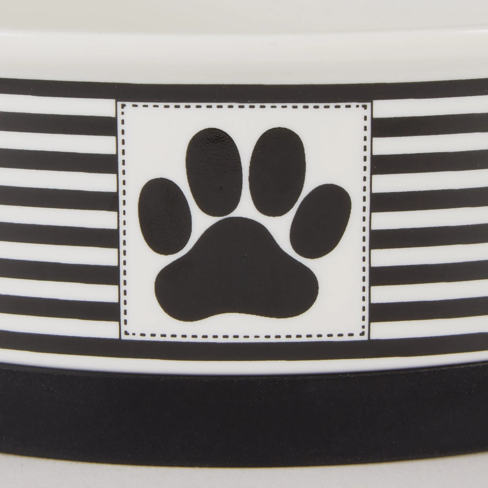 Black Striped Paw Patch Pet Bowl Set of 2, Medium - 1.5 C. Capacity