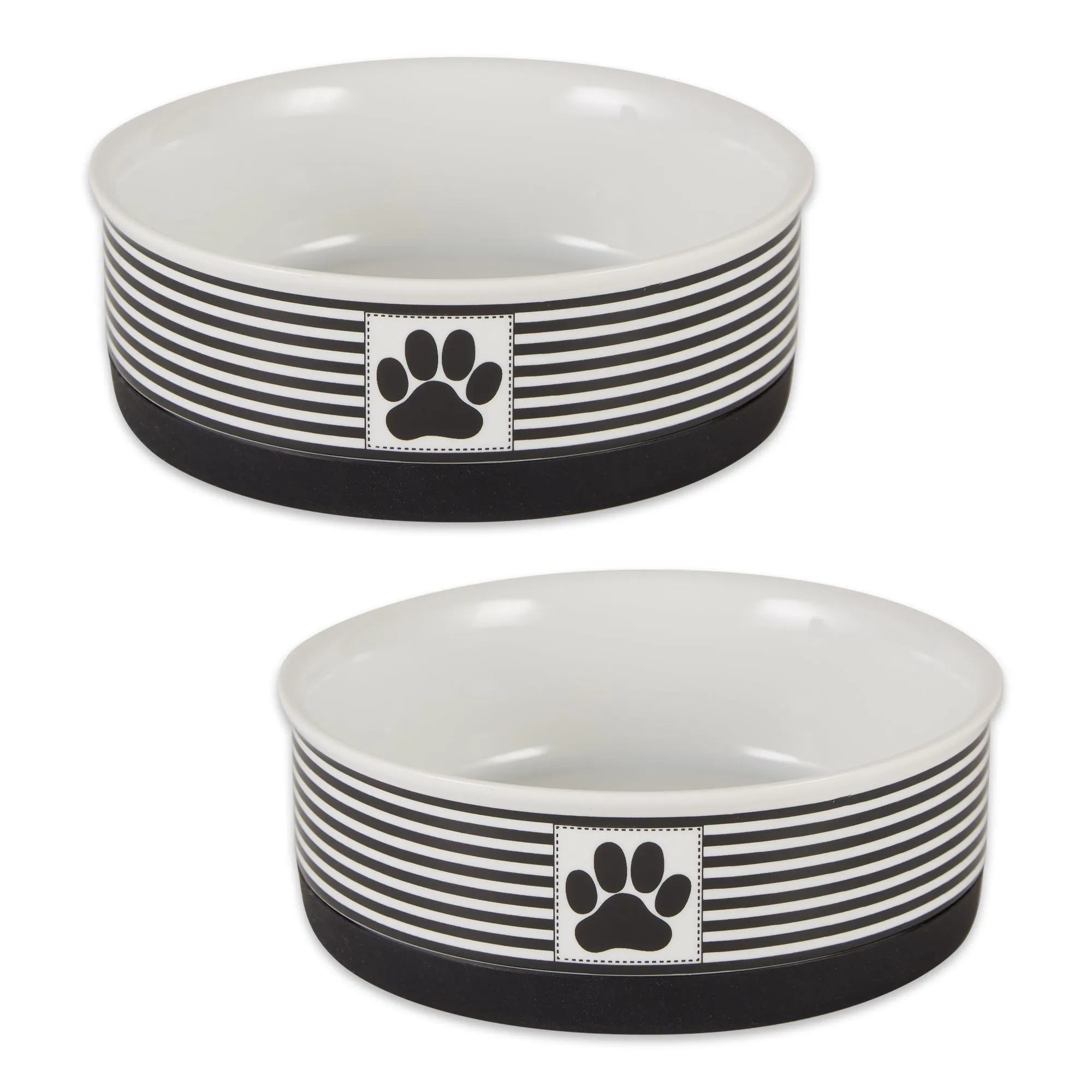 Black Striped Paw Patch Pet Bowl Set of 2, Medium - 1.5 C. Capacity