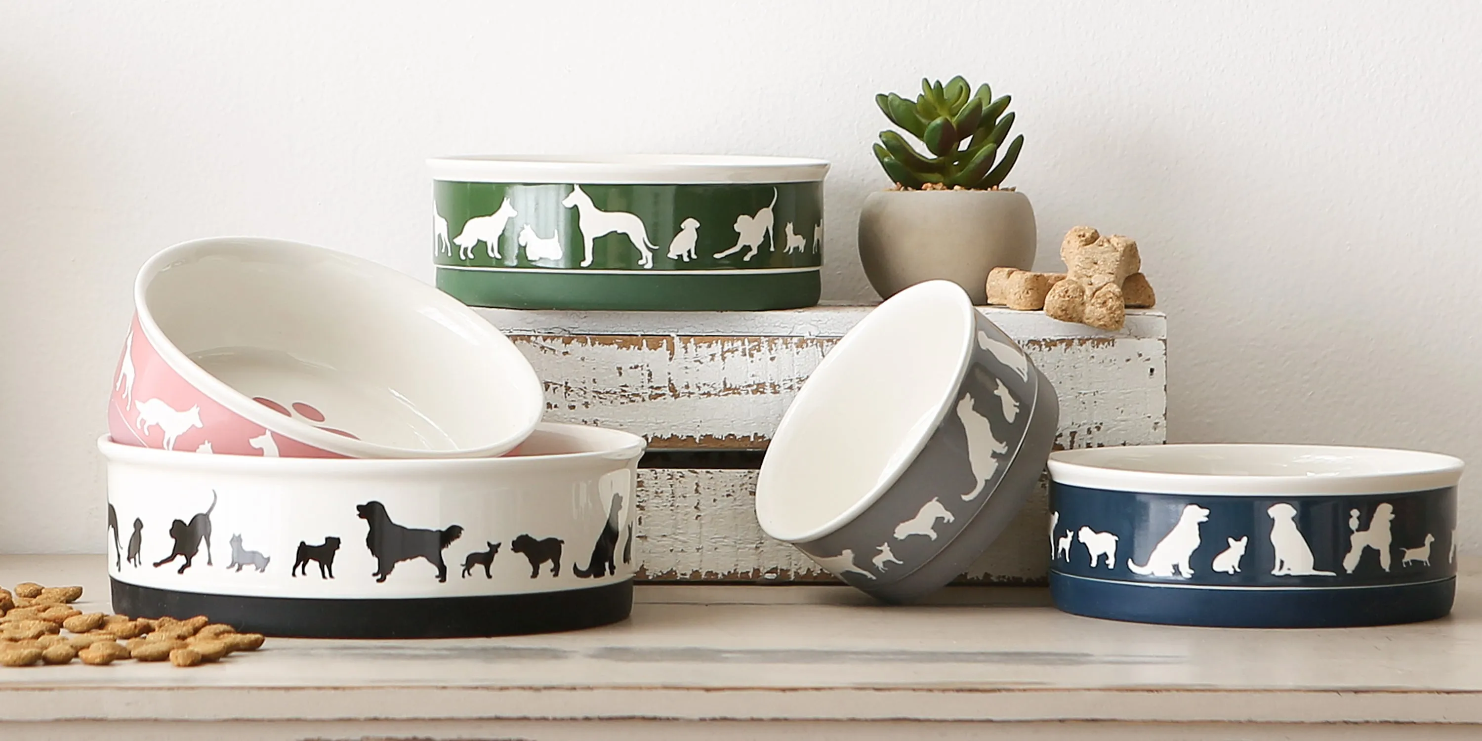 Black/White Cat's Meow Pet Bowl Set of 2, Small - 3/4 C. Capacity