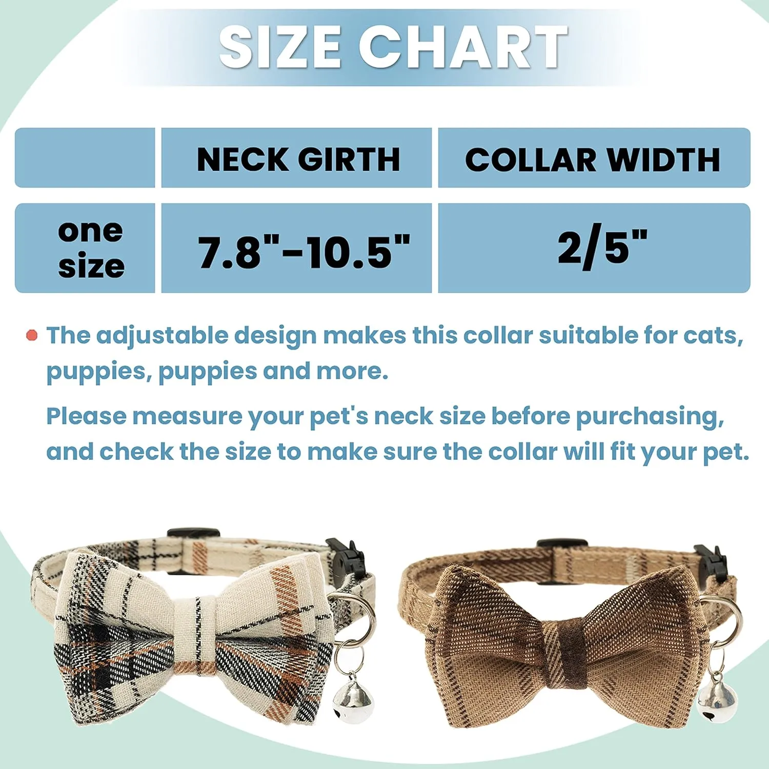 Breakaway Cat Collars - Bow Tie Cute Cat Collar with Bells for Girl Boy Cats, Puppy - Plaid Soft Adjustable Pet Collars Cat Accessories