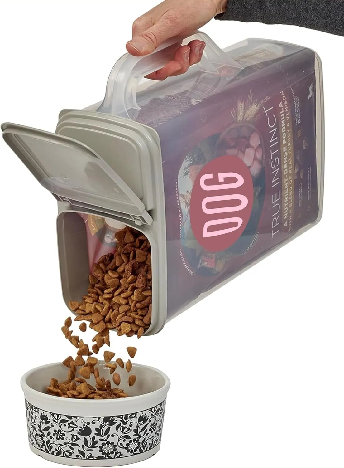 Buddeez Pet Food Storage Container - 8 Quart Capacity Bird Seed Container & Dog Food Storage, with Durable EZ Grip Handle and EZ Flip Lid with Pour Spout