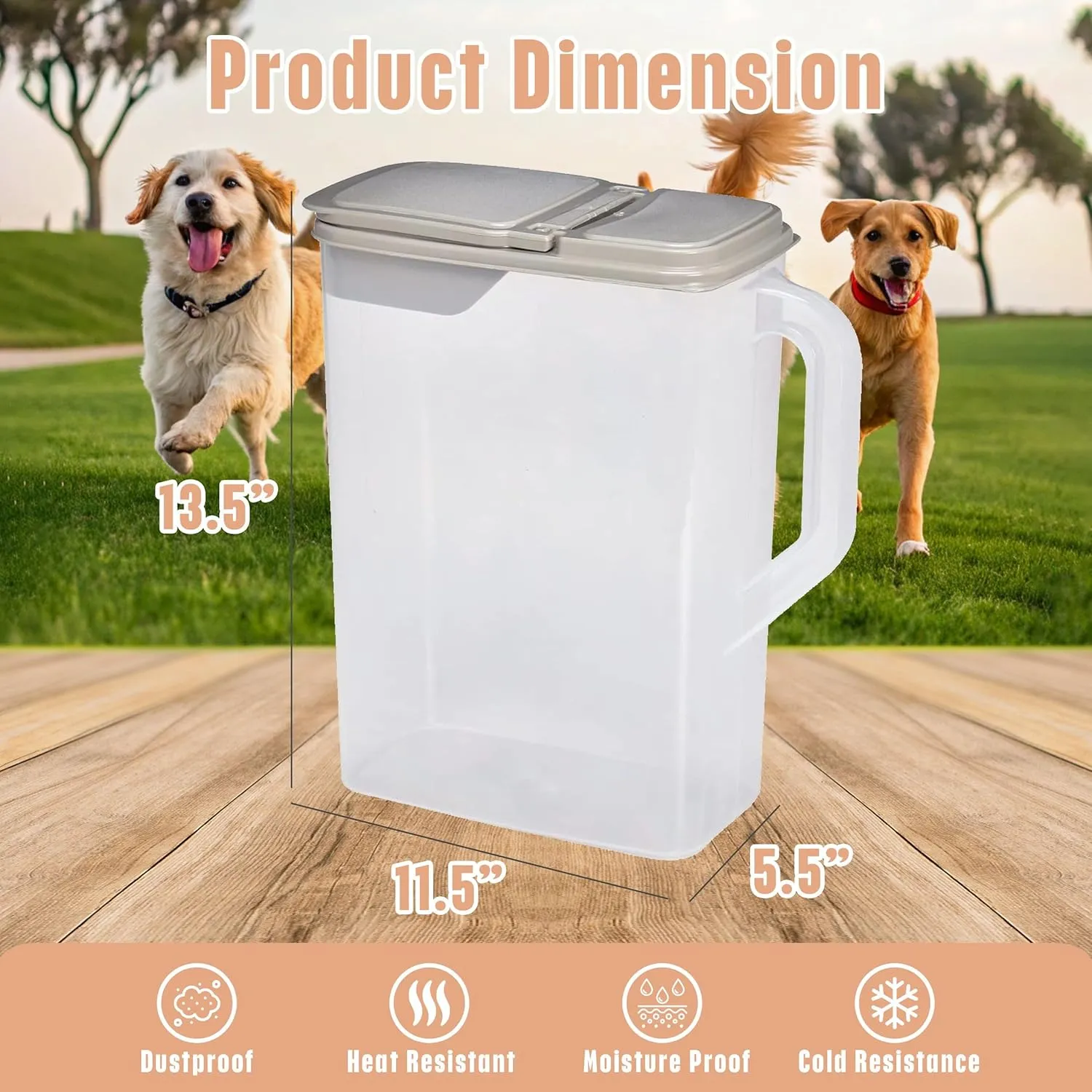 Buddeez Pet Food Storage Container - 8 Quart Capacity Bird Seed Container & Dog Food Storage, with Durable EZ Grip Handle and EZ Flip Lid with Pour Spout