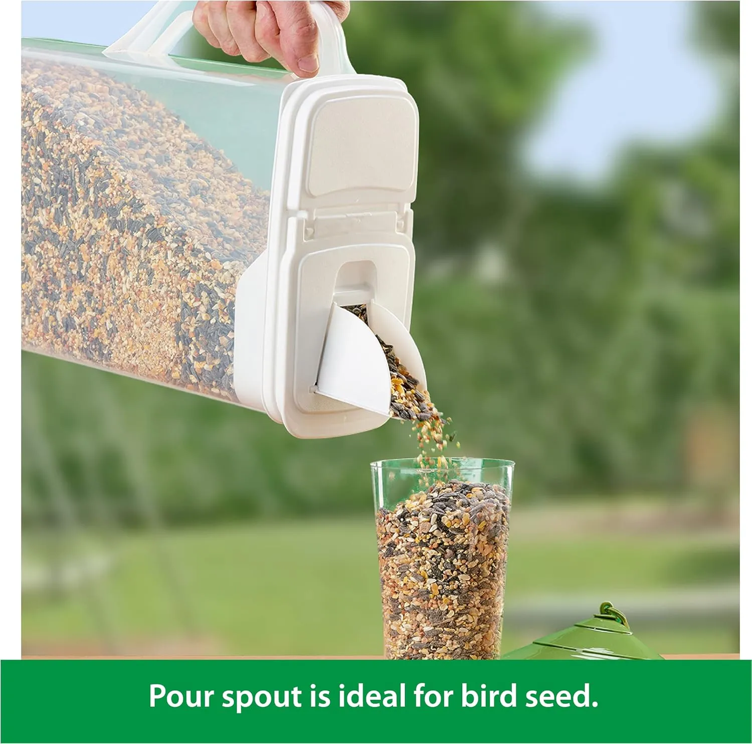 Buddeez Pet Food Storage Container - 8 Quart Capacity Bird Seed Container & Dog Food Storage, with Durable EZ Grip Handle and EZ Flip Lid with Pour Spout