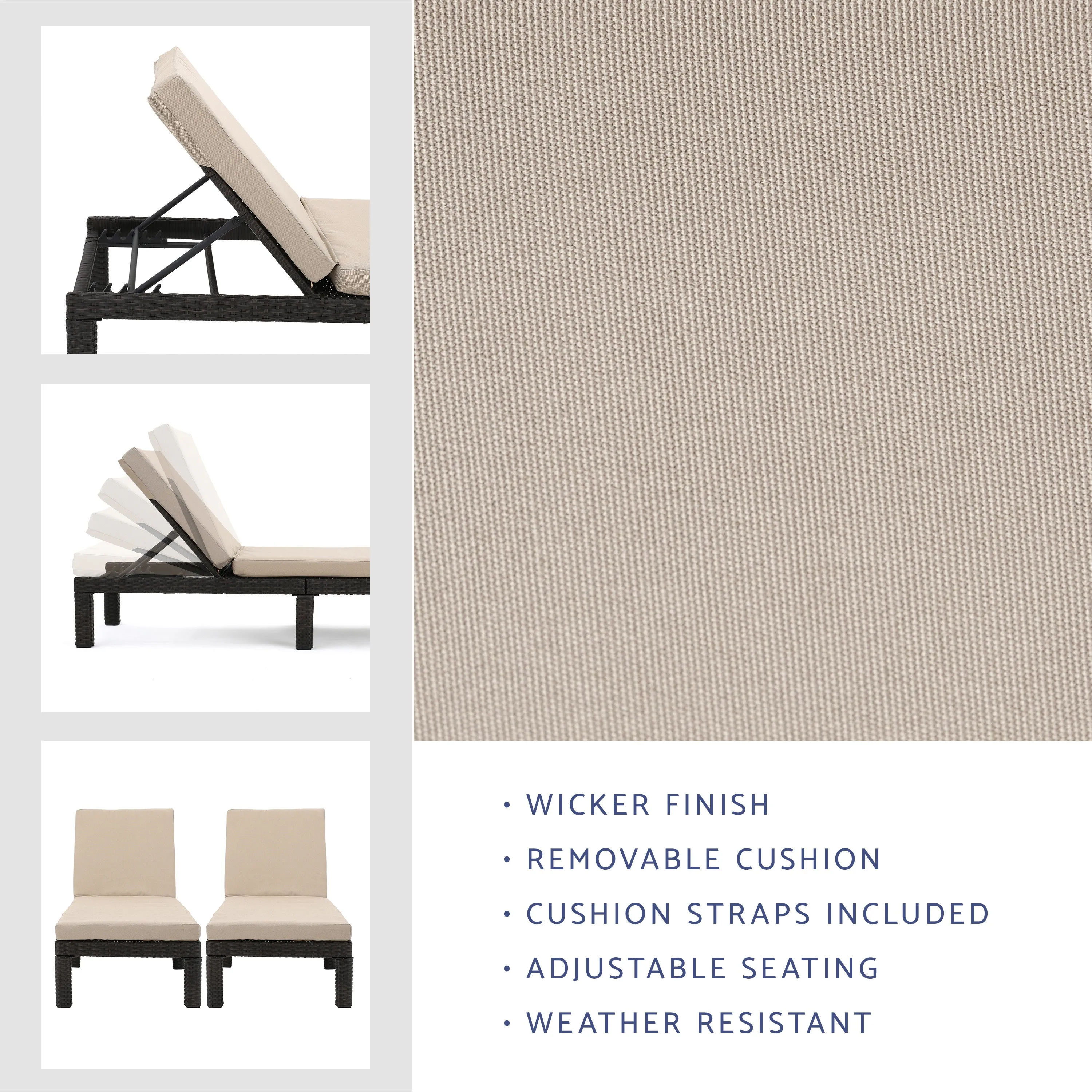 Budva Outdoor Wicker Adjustable Chaise Lounge w/ Cushion