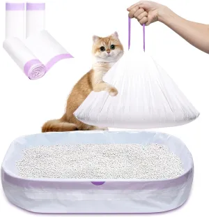 Cat Litter Liners Large, 30 Pack Jumbo Drawstring Cat Litter Bags, Extra Thick Litter Pan Liners Heavy Duty 36""x16"", White