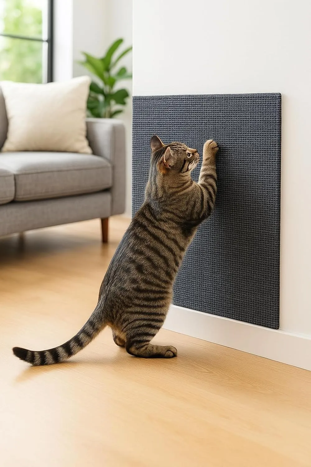 Cat Scratch Mat,Trimmable Self-Adhesive Carpet,DIY Climb Cat Scratcher for Cat Couch Furniture or Wall Protector,Covering Cat Tower,and Replacement Pads, Scratch Mat (Dark Gray) 78.7"x15.8"
