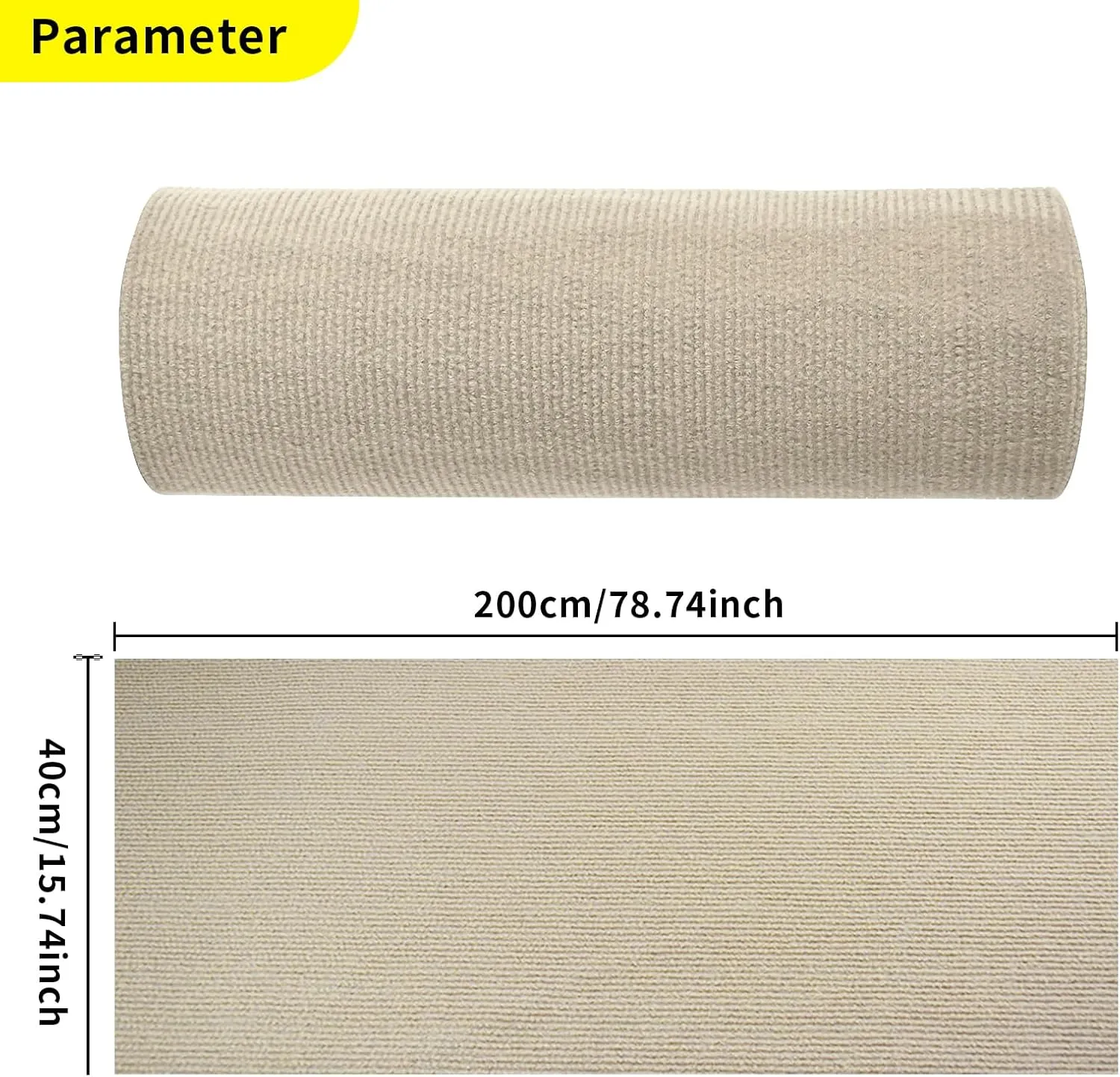 Cat Scratching Mat Cat Scratch Furniture Protector from Cats Scratching Self-Adhesive Cat Scratch Pad Couch Protector from Cat Claws for Indoor Wall (Beige, 15.8""x78.7"")