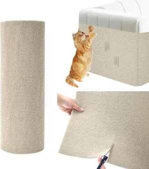 Cat Scratching Mat Cat Scratch Furniture Protector from Cats Scratching Self-Adhesive Cat Scratch Pad Couch Protector from Cat Claws for Indoor Wall (Beige, 15.8""x78.7"")
