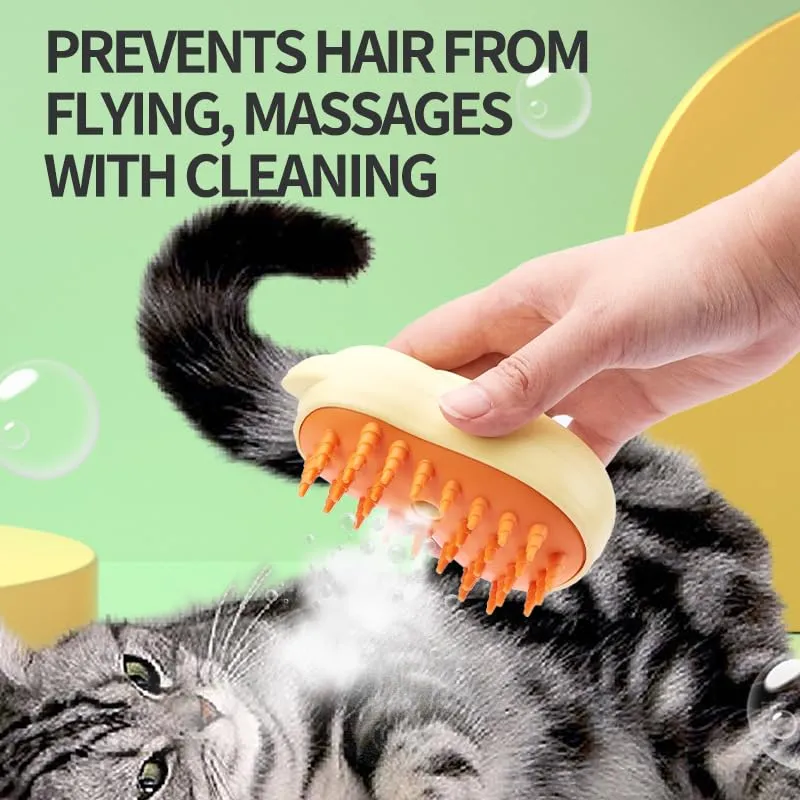 Cat Steamy Brush, New 3 in 1 Spray Cat Brush, Cat Steamer Brush for Massage, Self Cleaning Steam Cat Brush for Removing Tangled And Loosse Hair (A B)