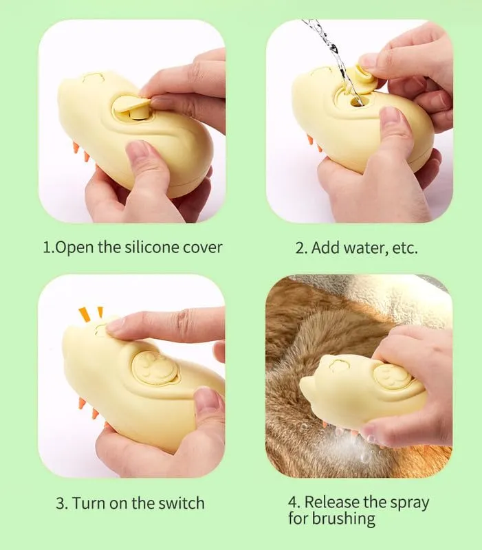 Cat Steamy Brush, New 3 in 1 Spray Cat Brush, Cat Steamer Brush for Massage, Self Cleaning Steam Cat Brush for Removing Tangled And Loosse Hair (A B)