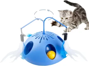 Cat Toys, Interactive Cat Toy for Indoor Cats, Automatic Interactive Kitten Toy, Fluttering Feather, Track Balls, Rotating Track Feather Enrichment Kitty Toys for Multi-cat Family