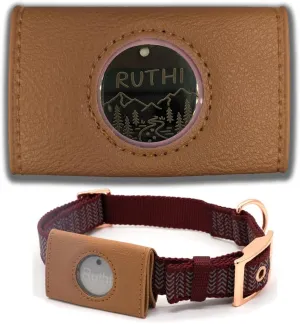 Dog Collar ID Holder - Dog Tag Silencer - No Noise Dog Tag Pouch for Dog Collar - Dog ID Tag Protector - Pockets for Dog Accessories, Rabies Tags, Poop Bags - Slide on Dog ID - Pet tag (Camel)