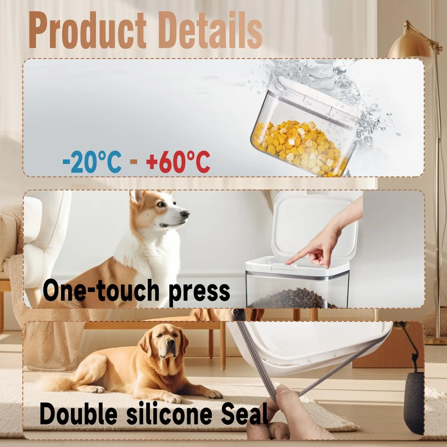 Dog Food Storage Container 5 lbs Airtight Pet Food Storage Containers with Lids, Cat Food Container, BPA Free, Rice Container, Flour Dispenser(6 lbs), white