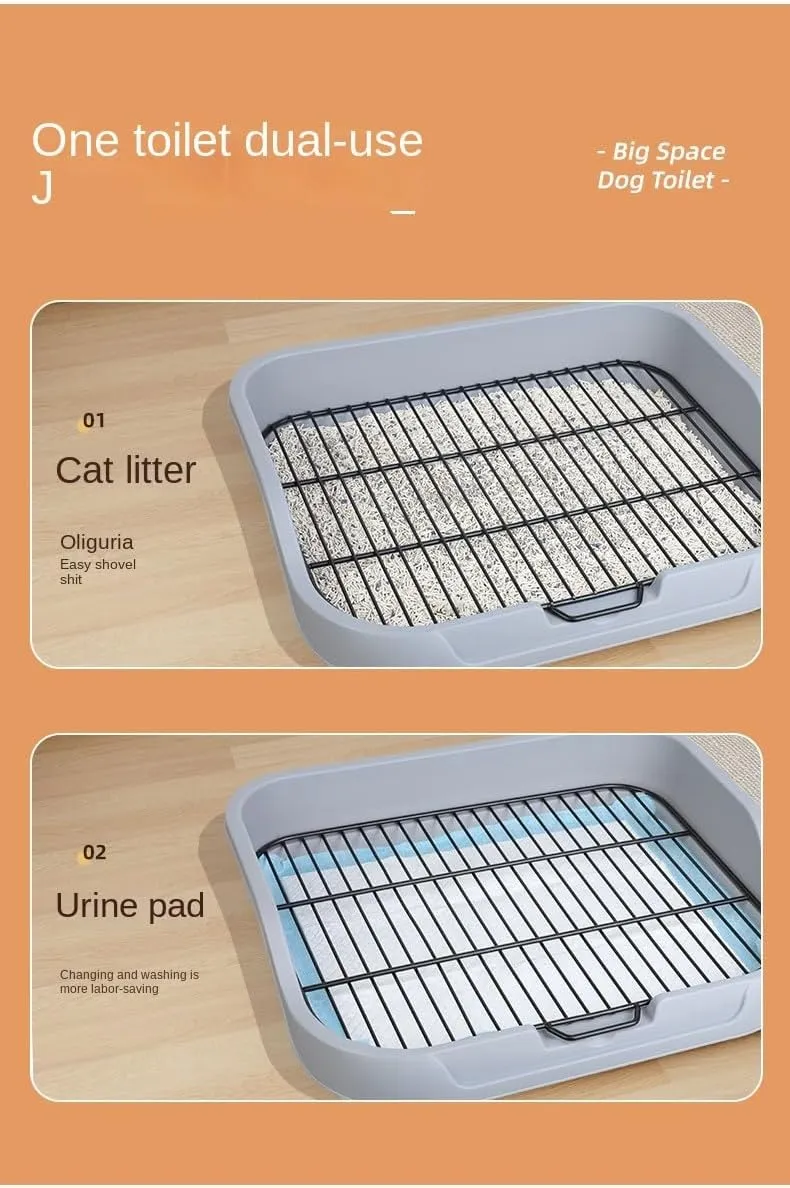 Dog ToiletPee Pad Holder 19.3"15.35" Pet Indoor Dog Training Toilet Dog Litter Box Plastic Potty Tray (Blue)