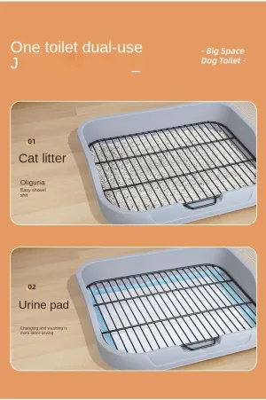 Dog ToiletPee Pad Holder 19.3"15.35" Pet Indoor Dog Training Toilet Dog Litter Box Plastic Potty Tray (Blue)