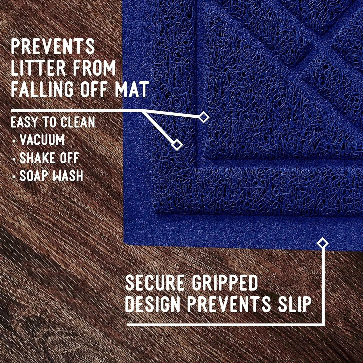 Downtown Pet Supply - Kitty Litter Mat - Padded, Non-Slip Mat for Cat Litter Box - Waterproof Mat for All Litter Types - Blue - Small - 15.5 in x 23 in