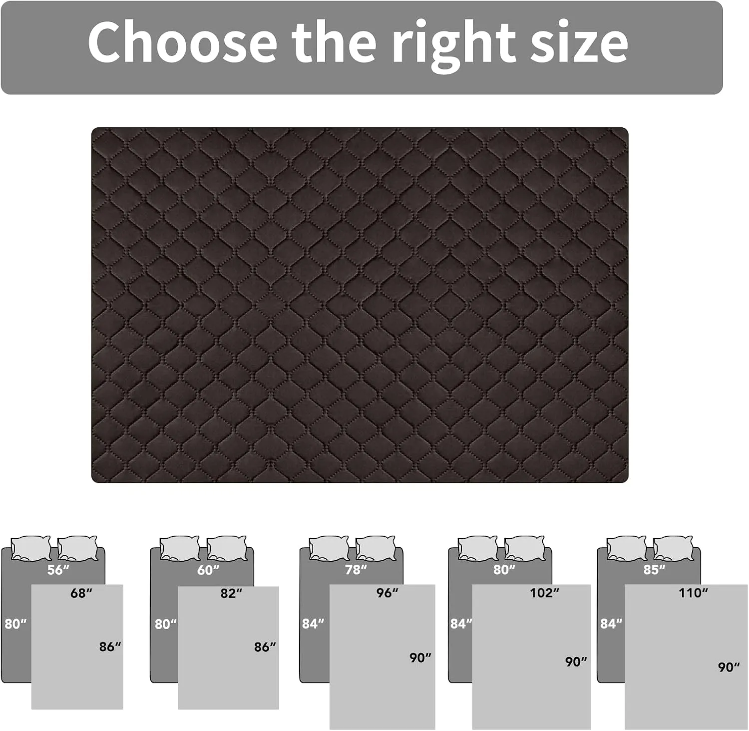 Easy-Going 100% Waterproof Dog Bed Cover Reversible Leak Proof Couch Cover Washable Sofa Cover Furniture Protector Blanket for Pets Kids Children Dog Cat (96x90 Inch, Chocolate/Beige)